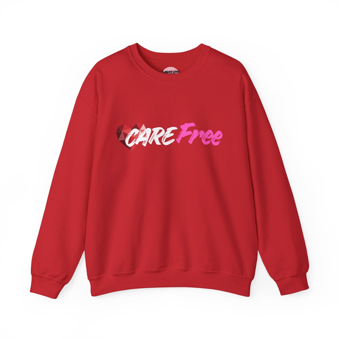 Crewneck Sweatshirt — 'Free' Pink Script with Geometric Heart Graphic