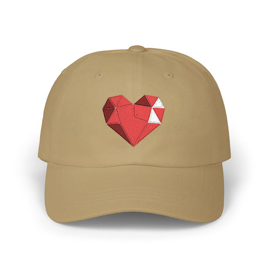 Embroidered Geometric Heart Dad Cap — Casual Baseball Hat for Valentine’s & Everyday Wear