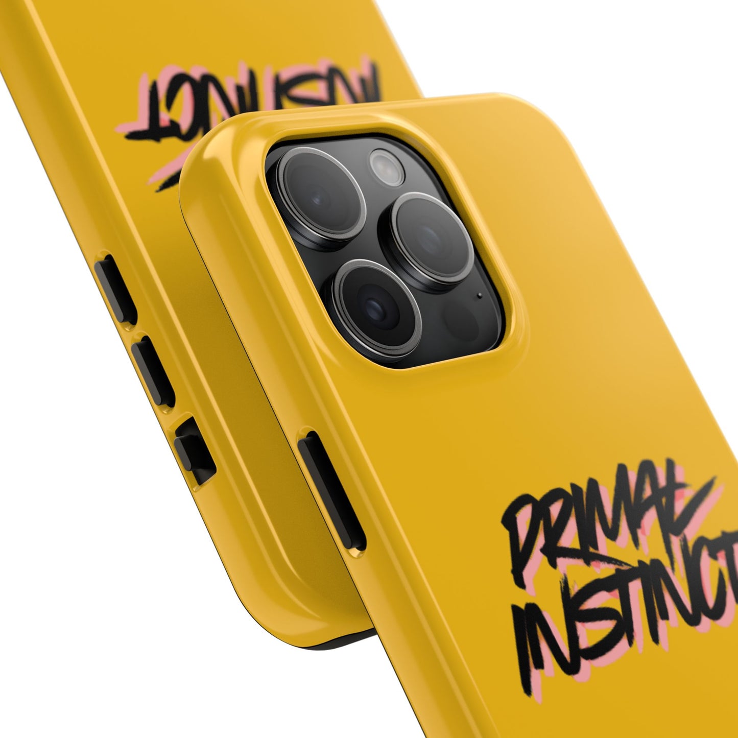 Primal Instinct Tough Phone Case — Yellow Rugged Protective Cover with Claw Mark Accent