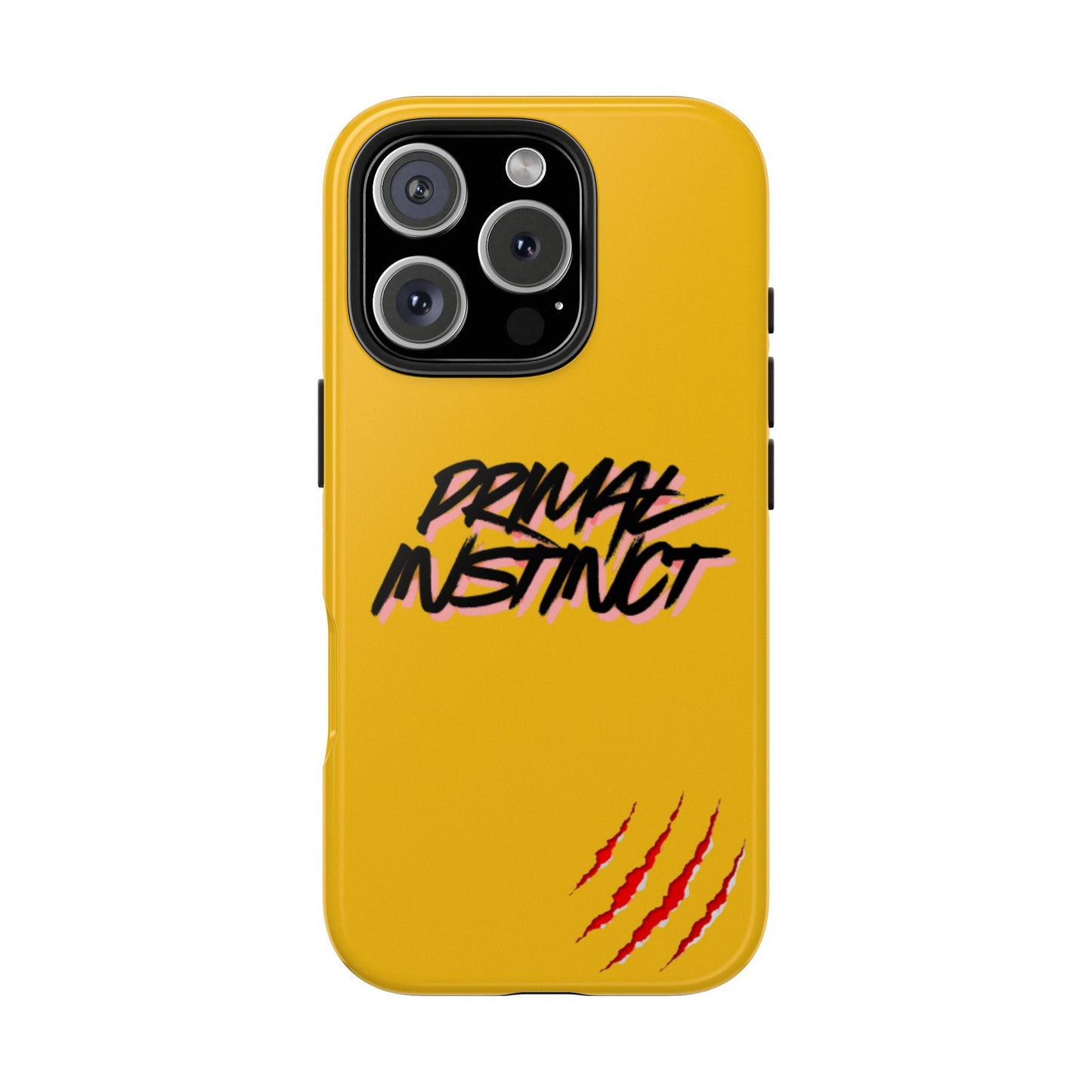 Primal Instinct Tough Phone Case — Yellow Rugged Protective Cover with Claw Mark Accent