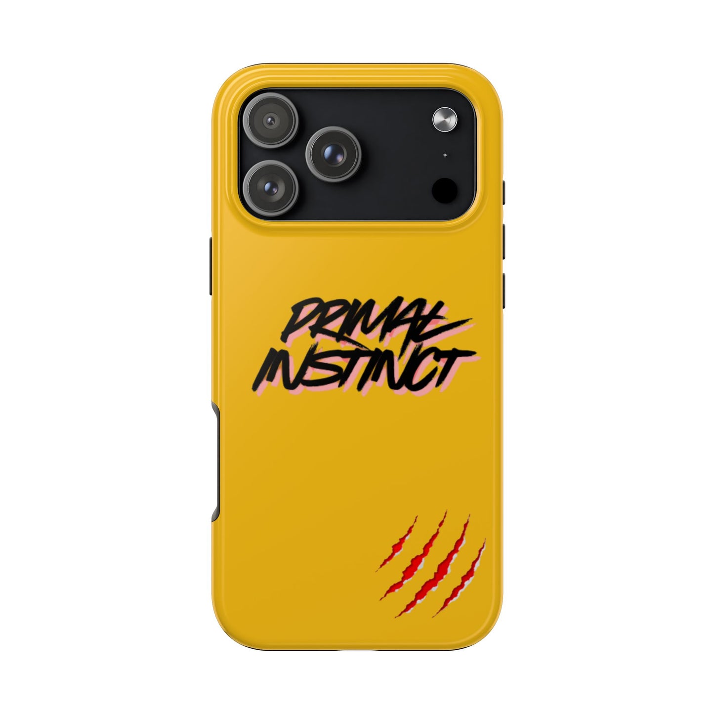 Primal Instinct Tough Phone Case — Yellow Rugged Protective Cover with Claw Mark Accent