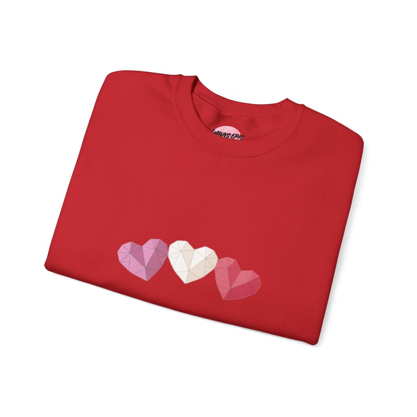 Heart Trio Sweatshirt — Geometric Pink Hearts Valentine's Pullover