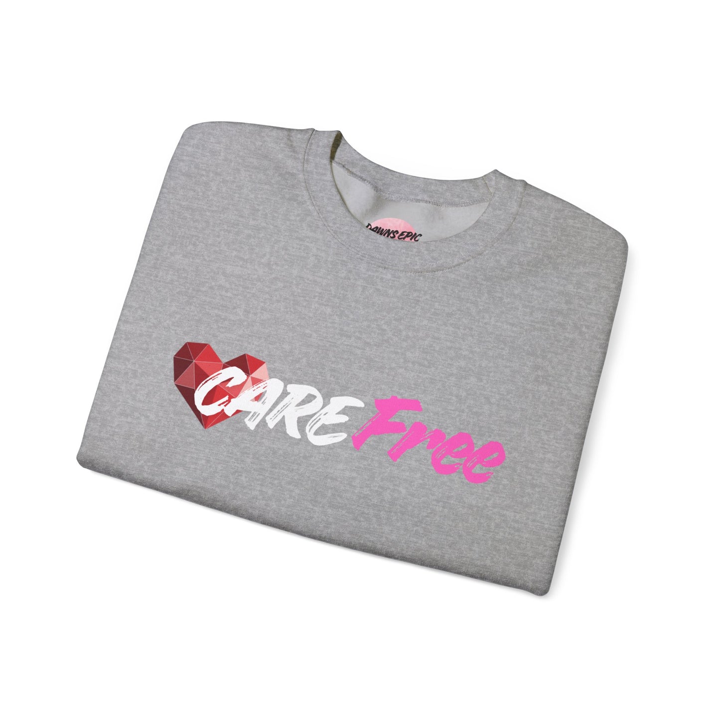 Crewneck Sweatshirt — 'Free' Pink Script with Geometric Heart Graphic
