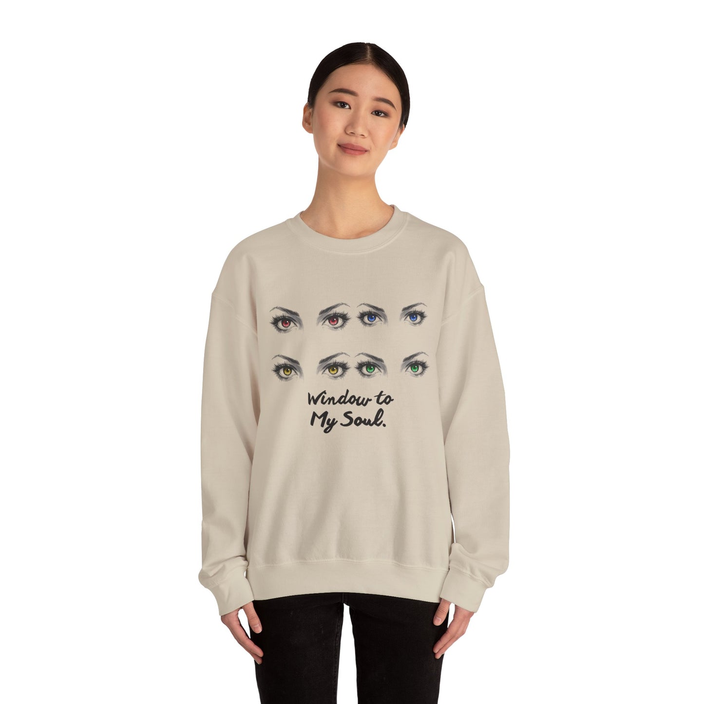 Crewneck Sweatshirt — 'Window to My Soul' Illustrated Eyes Graphic