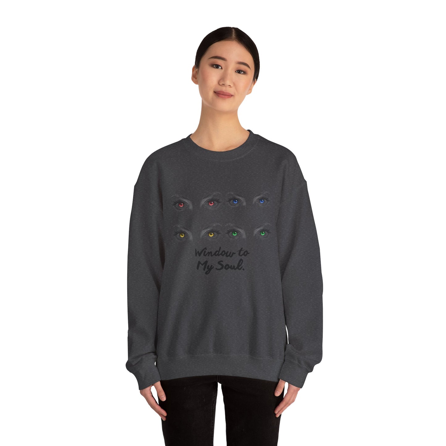 Crewneck Sweatshirt — 'Window to My Soul' Illustrated Eyes Graphic