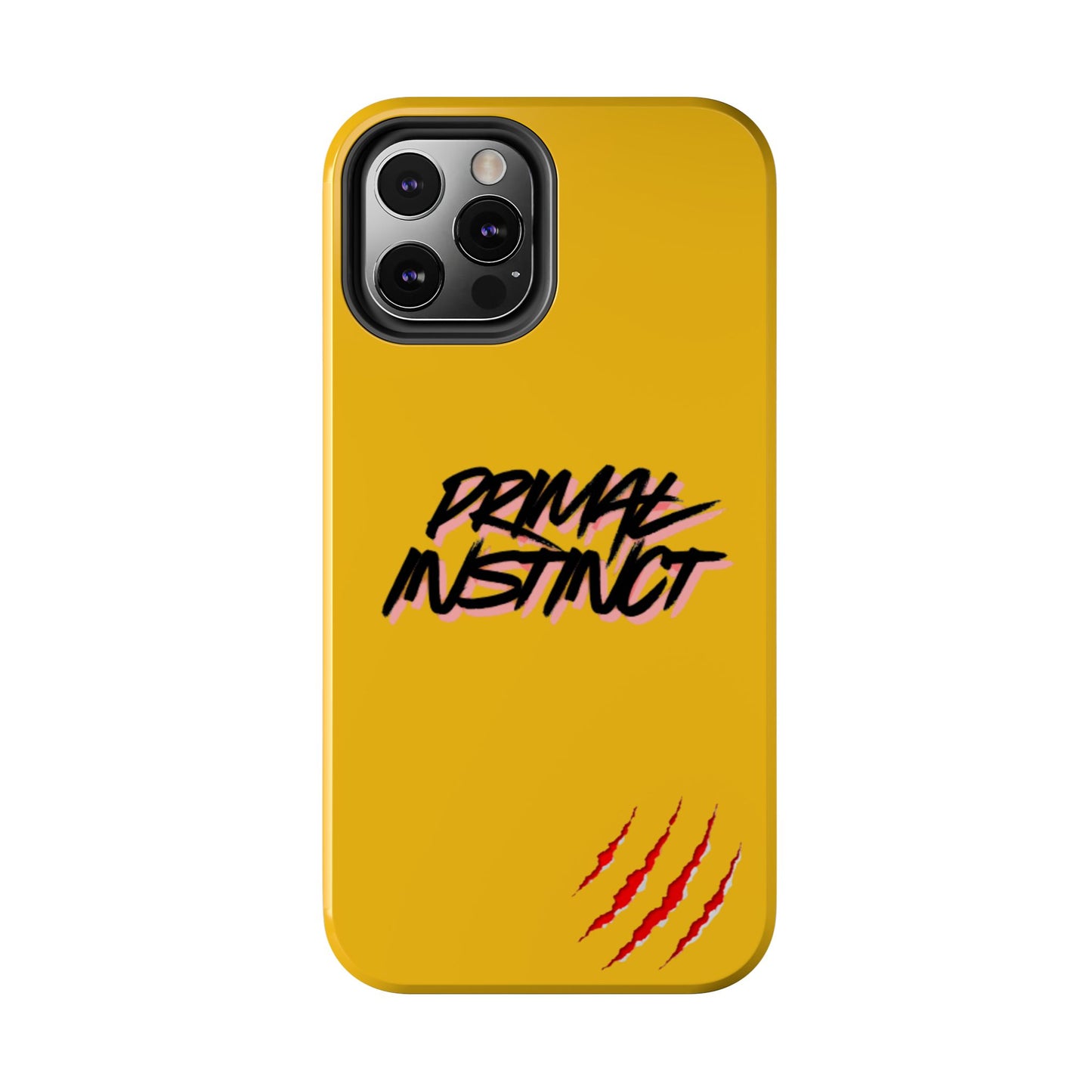 Primal Instinct Tough Phone Case — Yellow Rugged Protective Cover with Claw Mark Accent