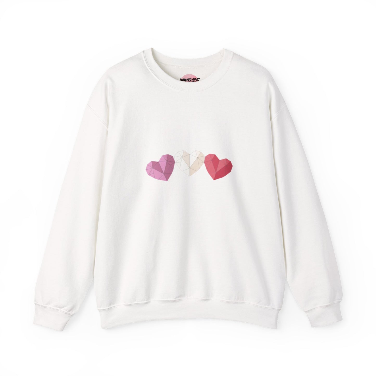 Heart Trio Sweatshirt — Geometric Pink Hearts Valentine's Pullover