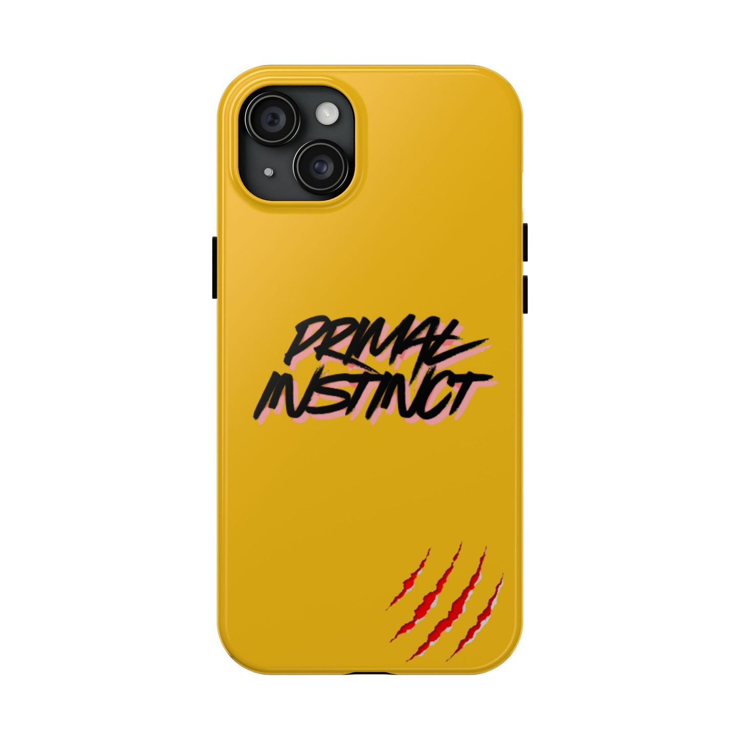 Primal Instinct Tough Phone Case — Yellow Rugged Protective Cover with Claw Mark Accent