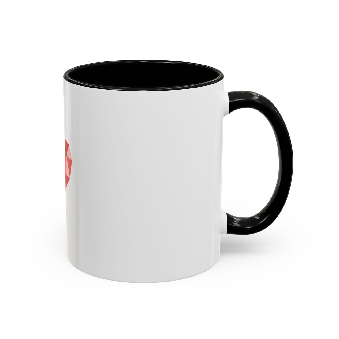 Geometric Red Heart Accent Coffee Mug — Valentines Romantic Ceramic Gift (11/15oz)