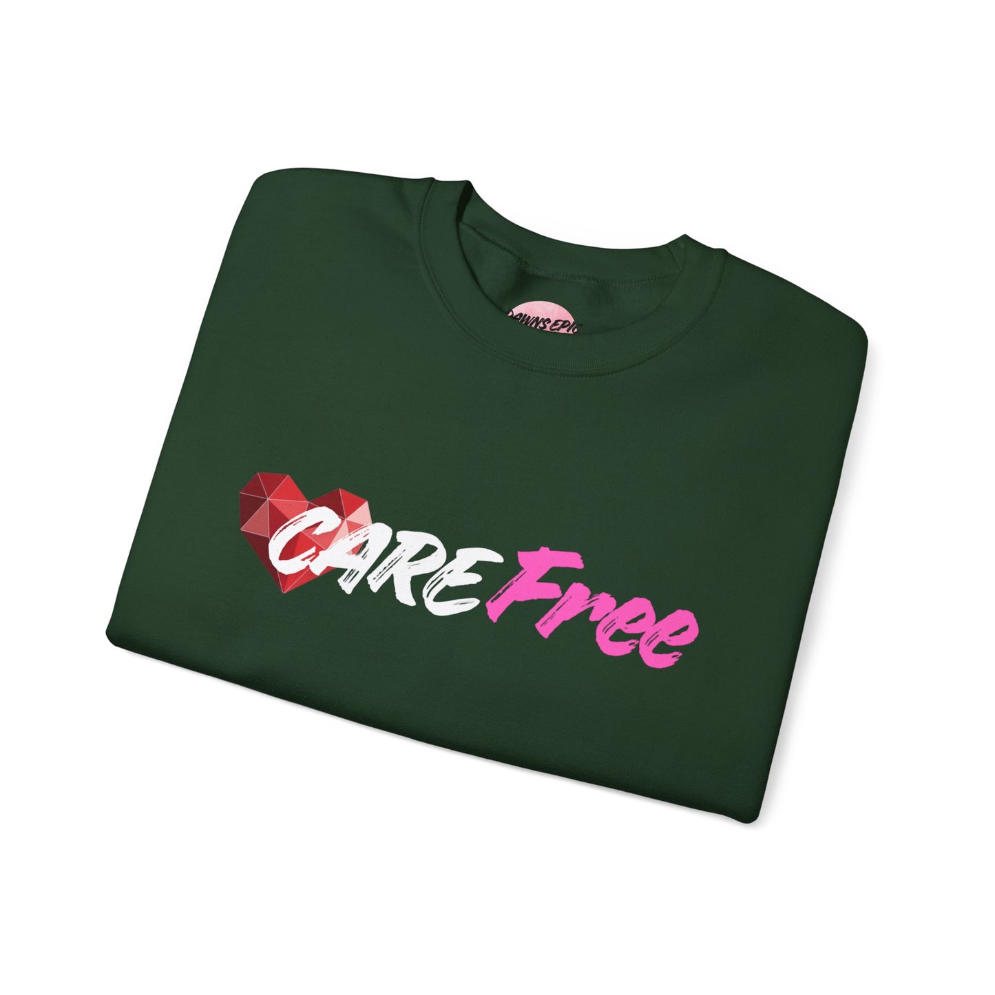Crewneck Sweatshirt — 'Free' Pink Script with Geometric Heart Graphic
