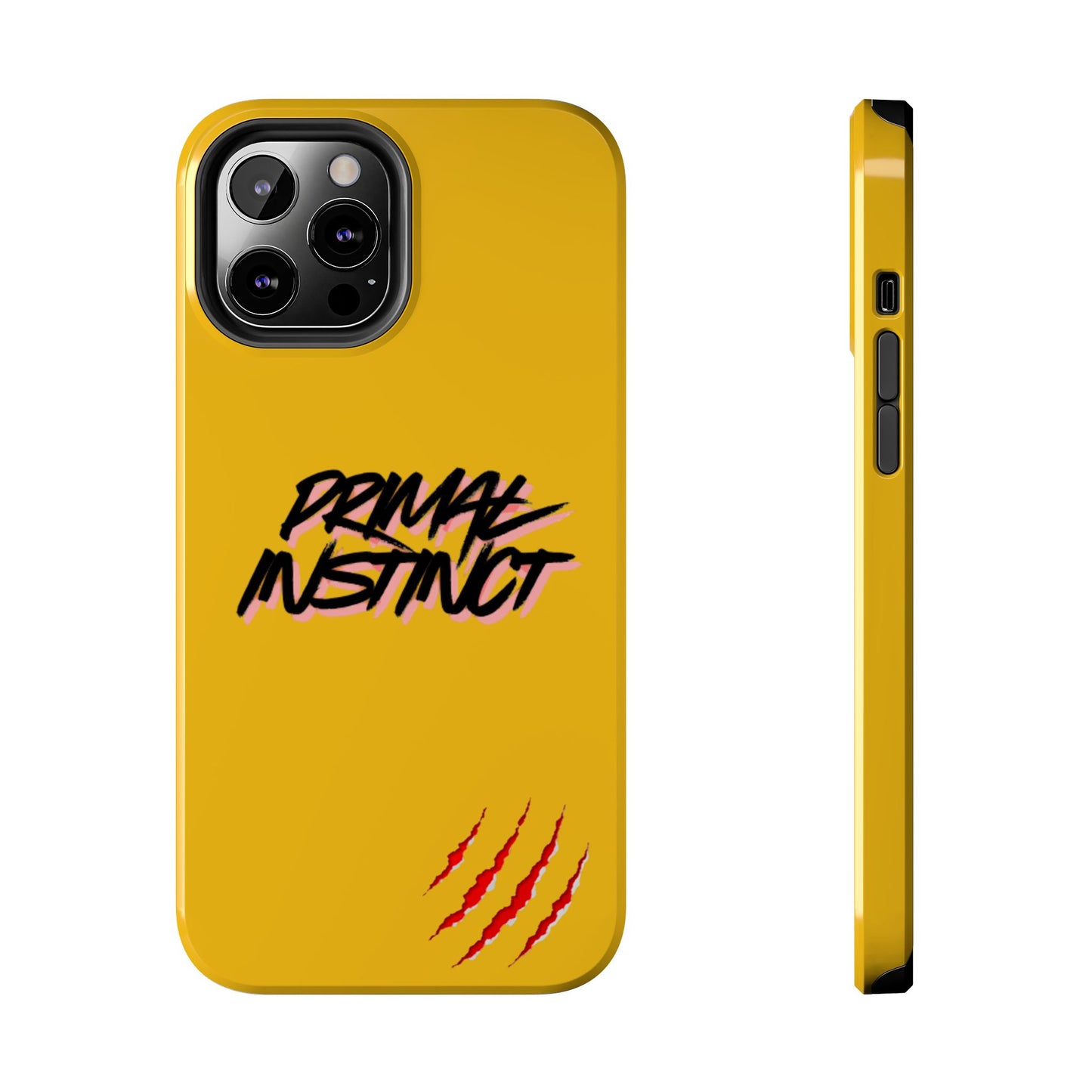 Primal Instinct Tough Phone Case — Yellow Rugged Protective Cover with Claw Mark Accent