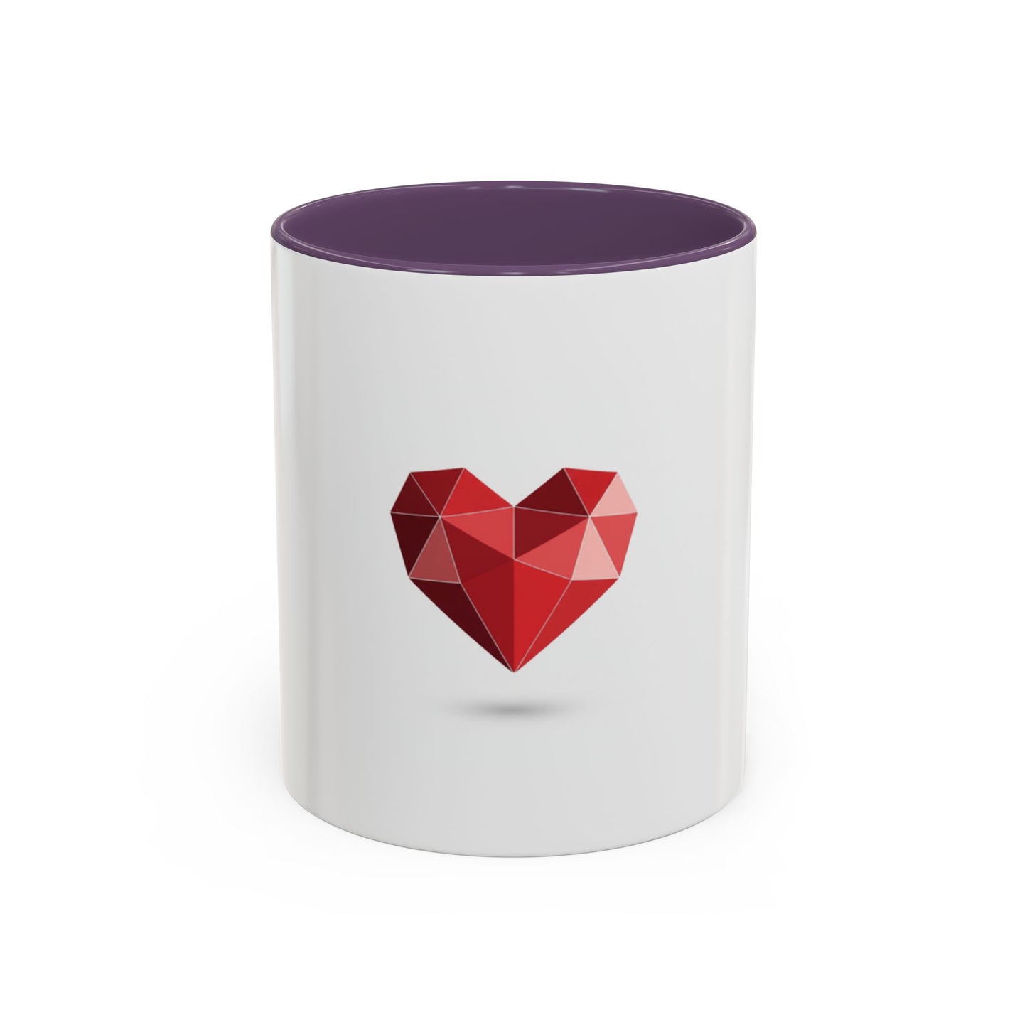 Geometric Red Heart Accent Coffee Mug — Valentines Romantic Ceramic Gift (11/15oz)