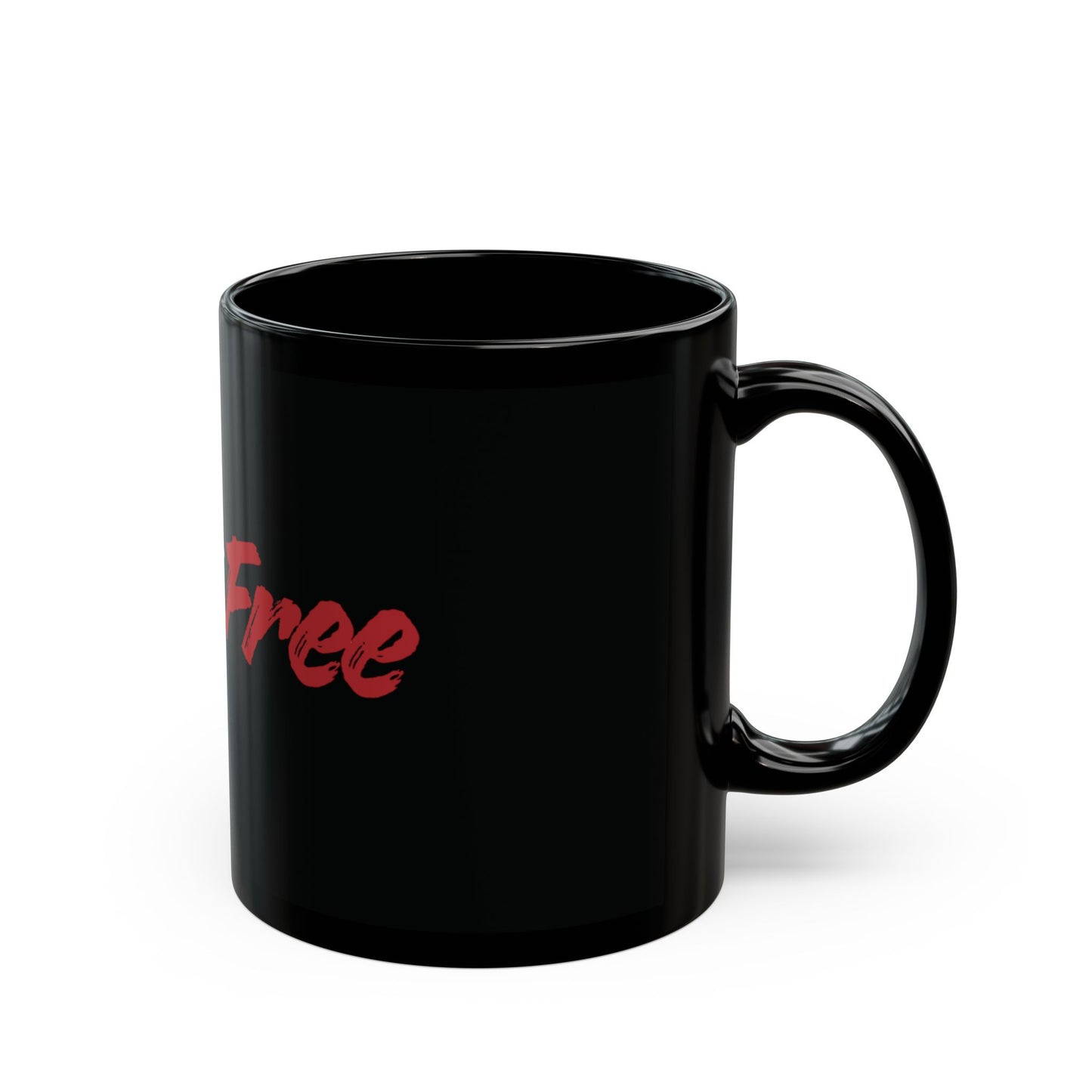 Carefree Heart Black Mug — Bold Script Coffee Cup (11oz & 15oz)