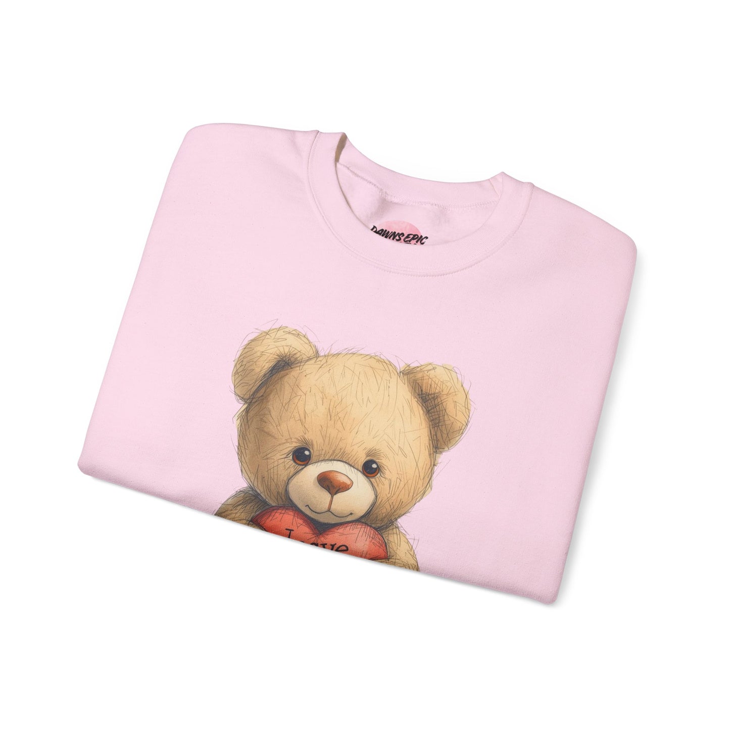 Crewneck Sweatshirt — Retro Teddy Holding 'Leave Me Alone' Heart