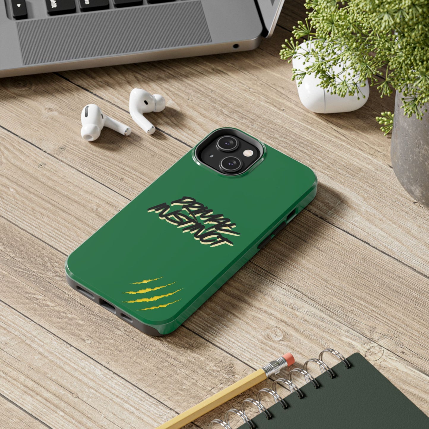 Primal Instinct Tough Phone Case — Green Claw-Mark Protective Cover