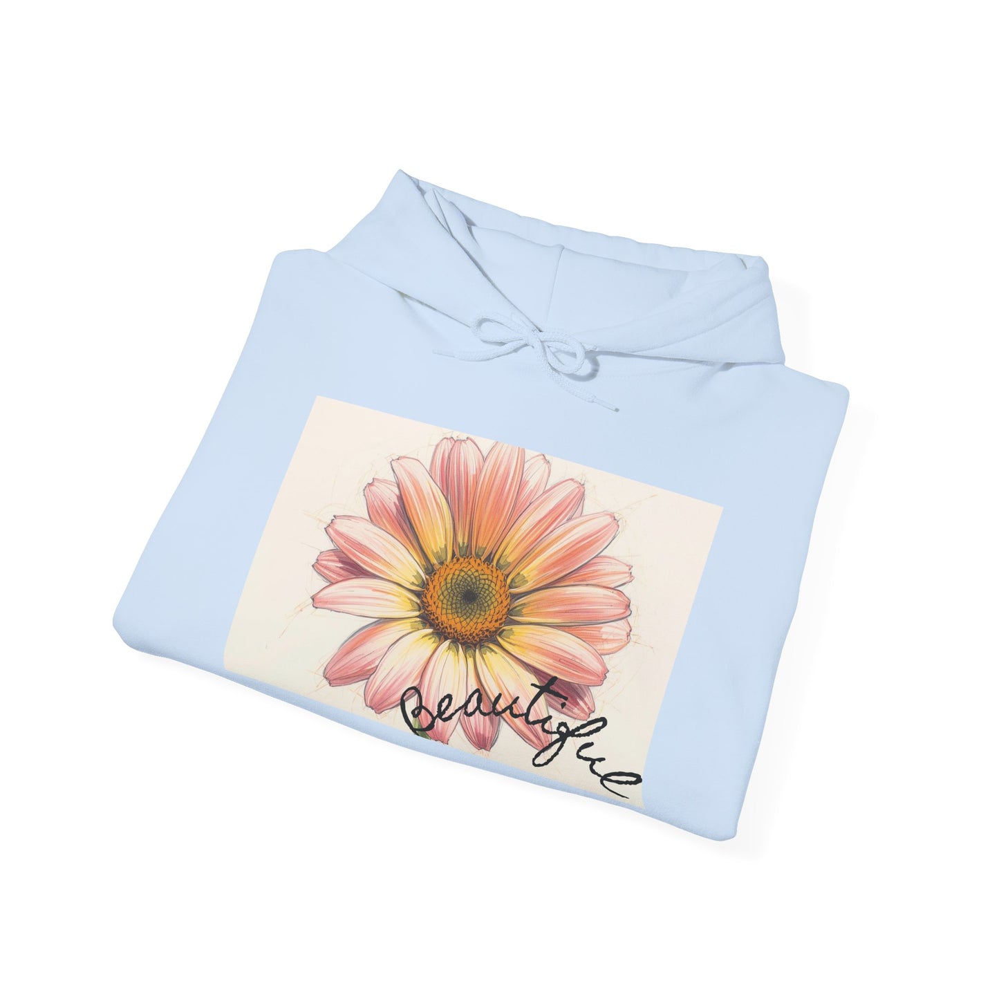 Floral 'Beautiful' Hoodie – Pink Daisy Graphic Pullover