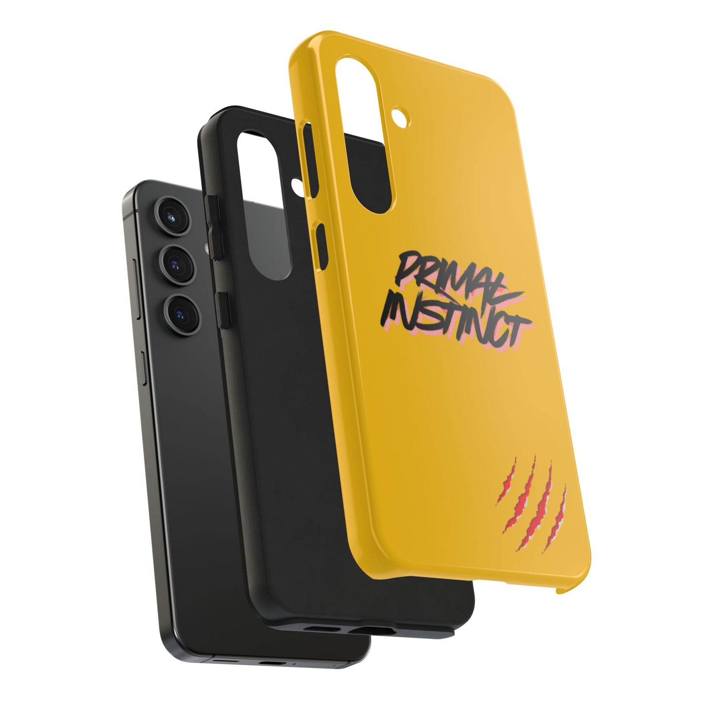 Primal Instinct Tough Phone Case — Yellow Rugged Protective Cover with Claw Mark Accent