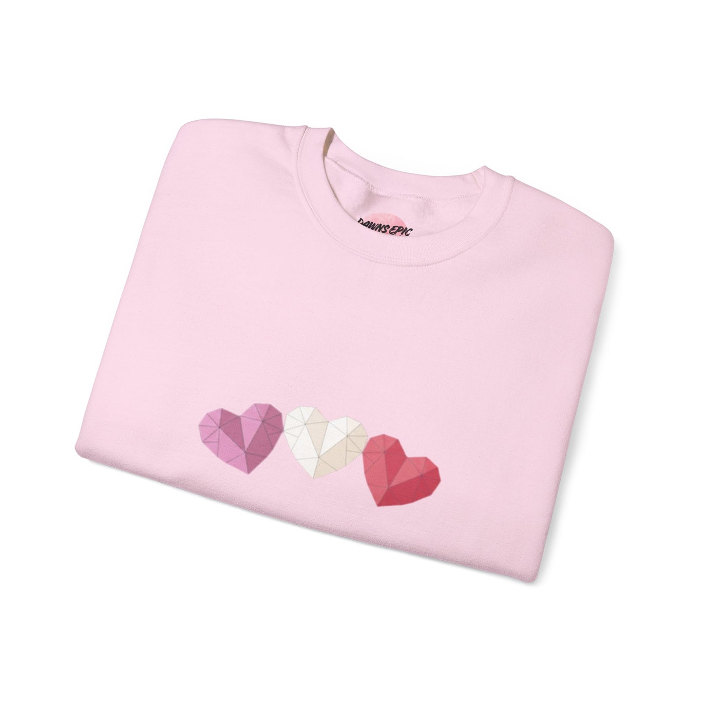 Heart Trio Sweatshirt — Geometric Pink Hearts Valentine's Pullover