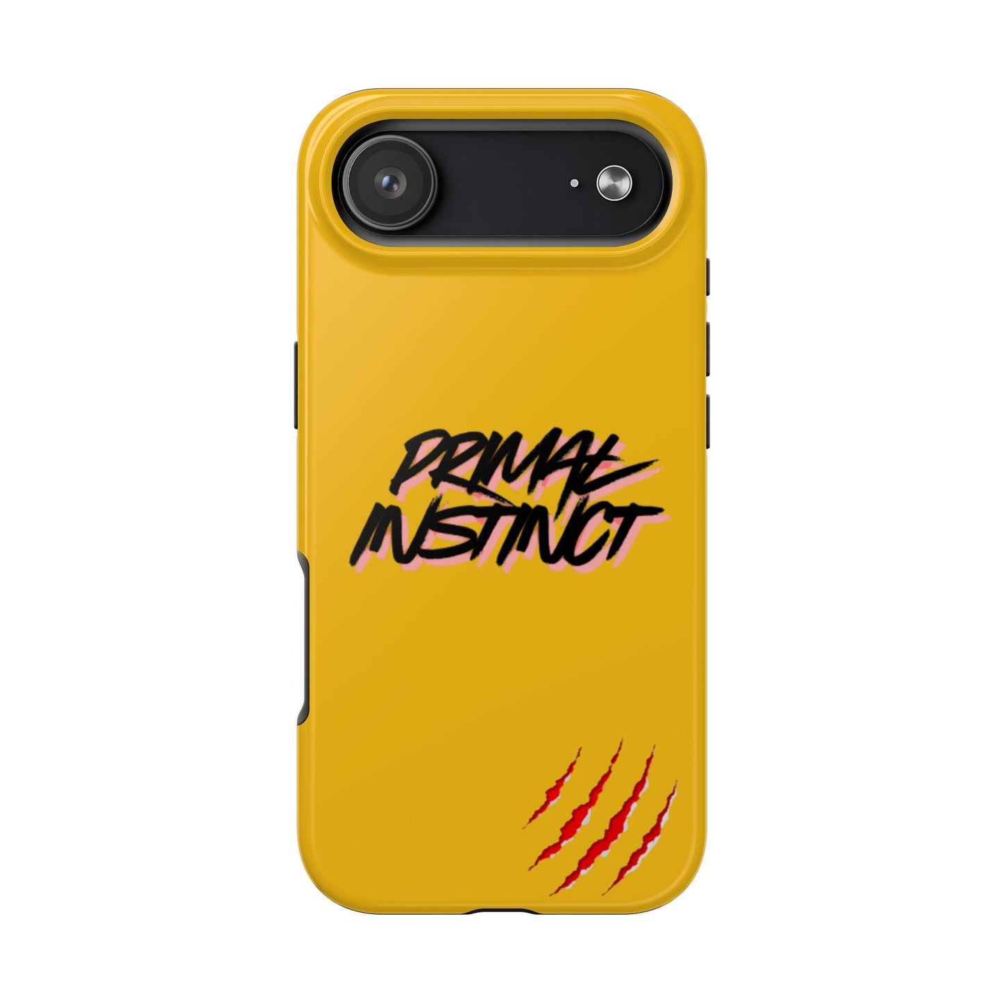 Primal Instinct Tough Phone Case — Yellow Rugged Protective Cover with Claw Mark Accent