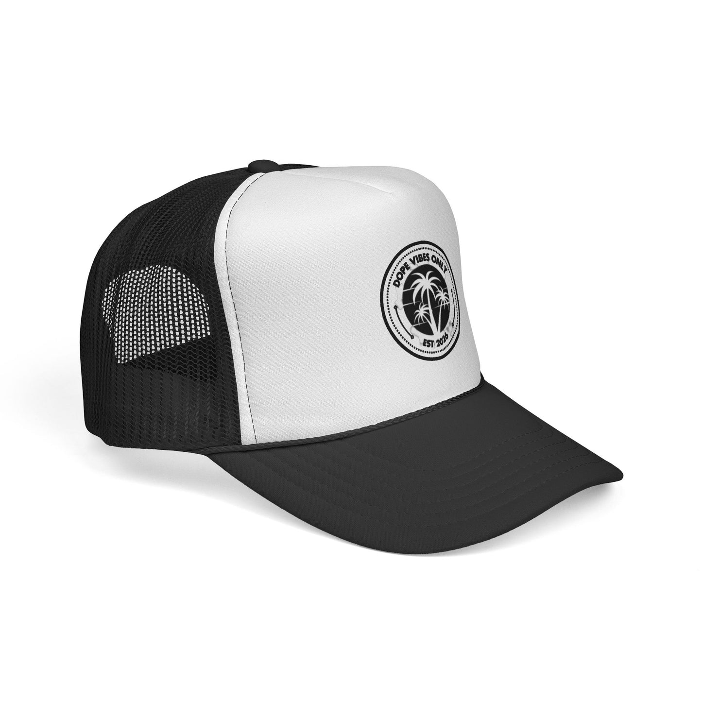 Palm Vibes Only Trucker Cap — Retro Beach Palm Tree Mesh Hat