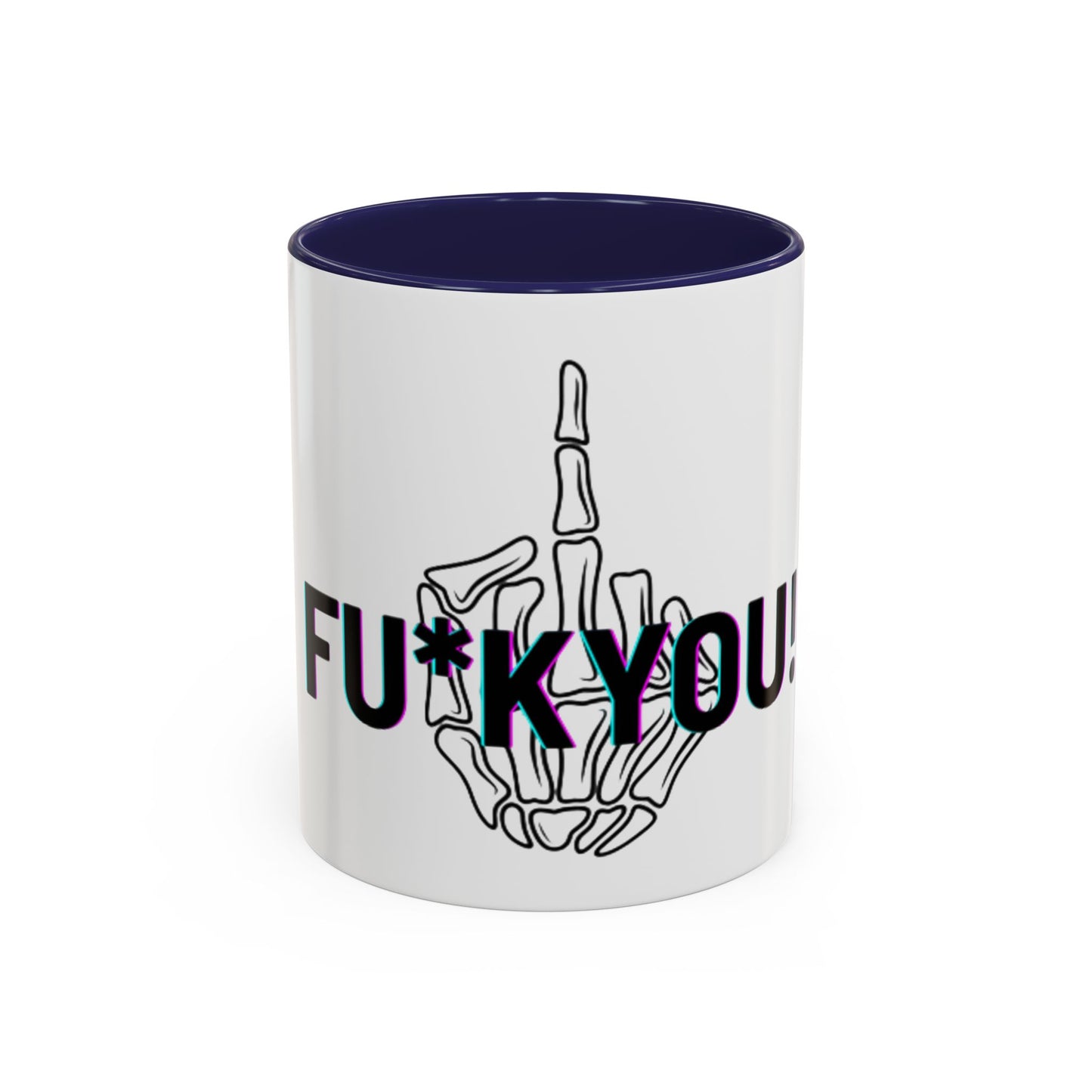 Bone Middle Finger Accent Coffee Mug — “Fu*k You!” Novelty Ceramic Mug