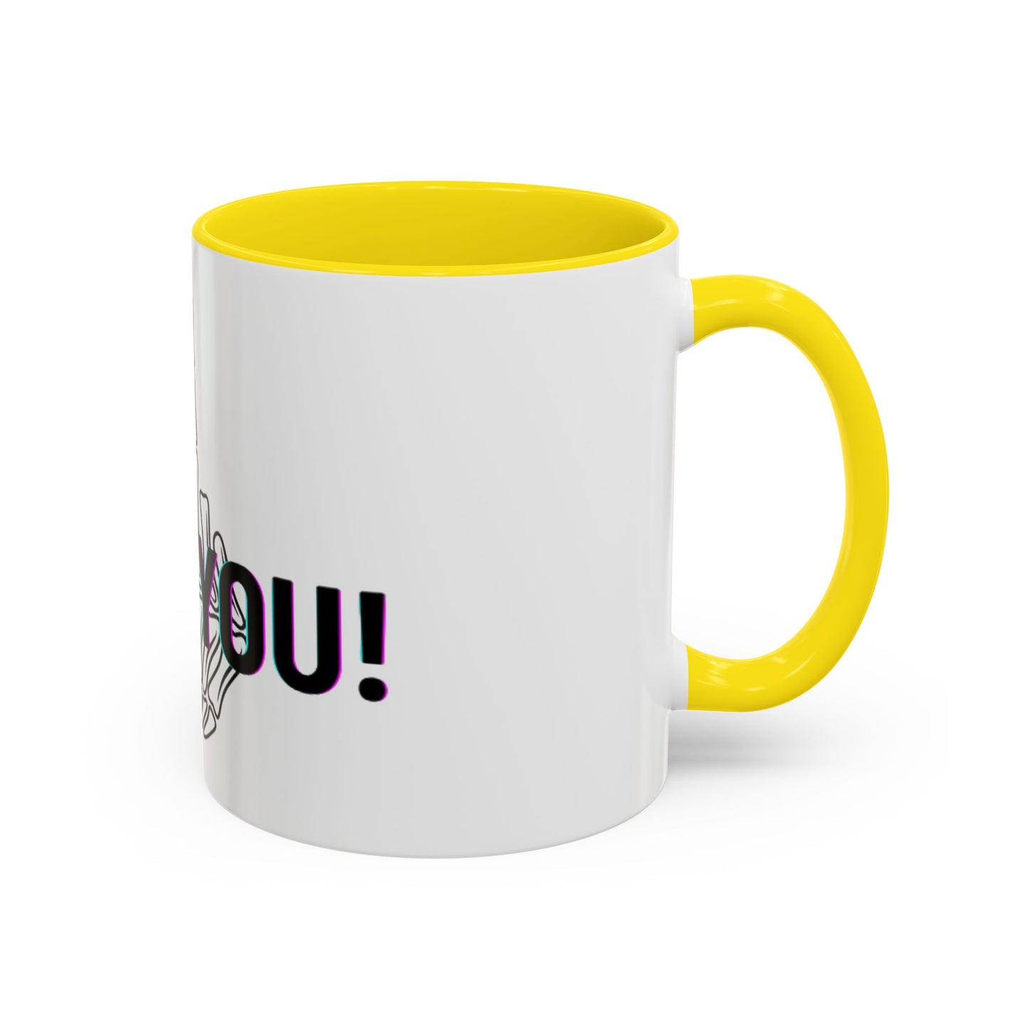 Bone Middle Finger Accent Coffee Mug — “Fu*k You!” Novelty Ceramic Mug