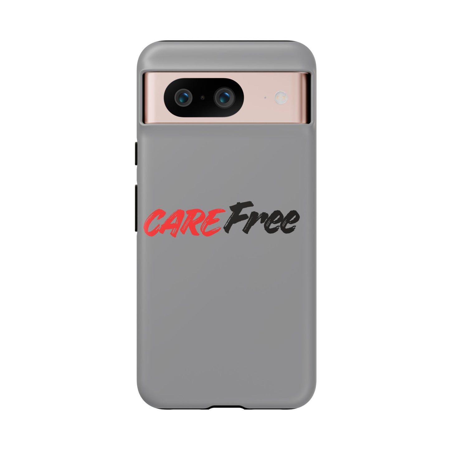 CareFree Tough Phone Case — Slim Protective iPhone Cover with Bold Red & Black Script