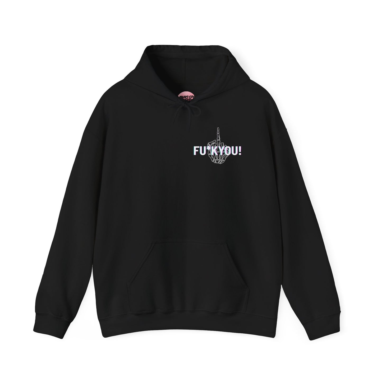 Agent of Chaos Hoodie – 'F**k You!' Skeletal Middle Finger Graphic
