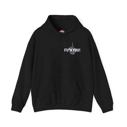 Agent of Chaos Hoodie – 'F**k You!' Skeletal Middle Finger Graphic