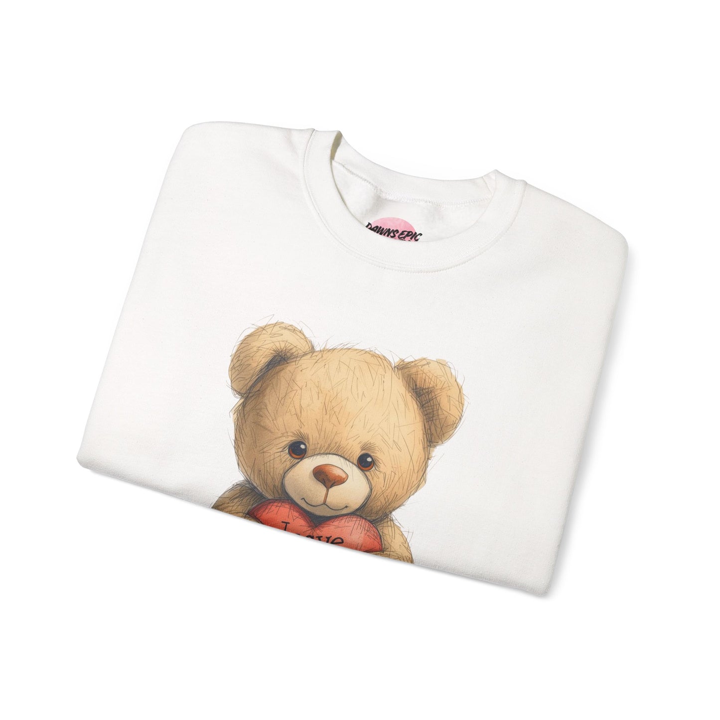 Crewneck Sweatshirt — Retro Teddy Holding 'Leave Me Alone' Heart