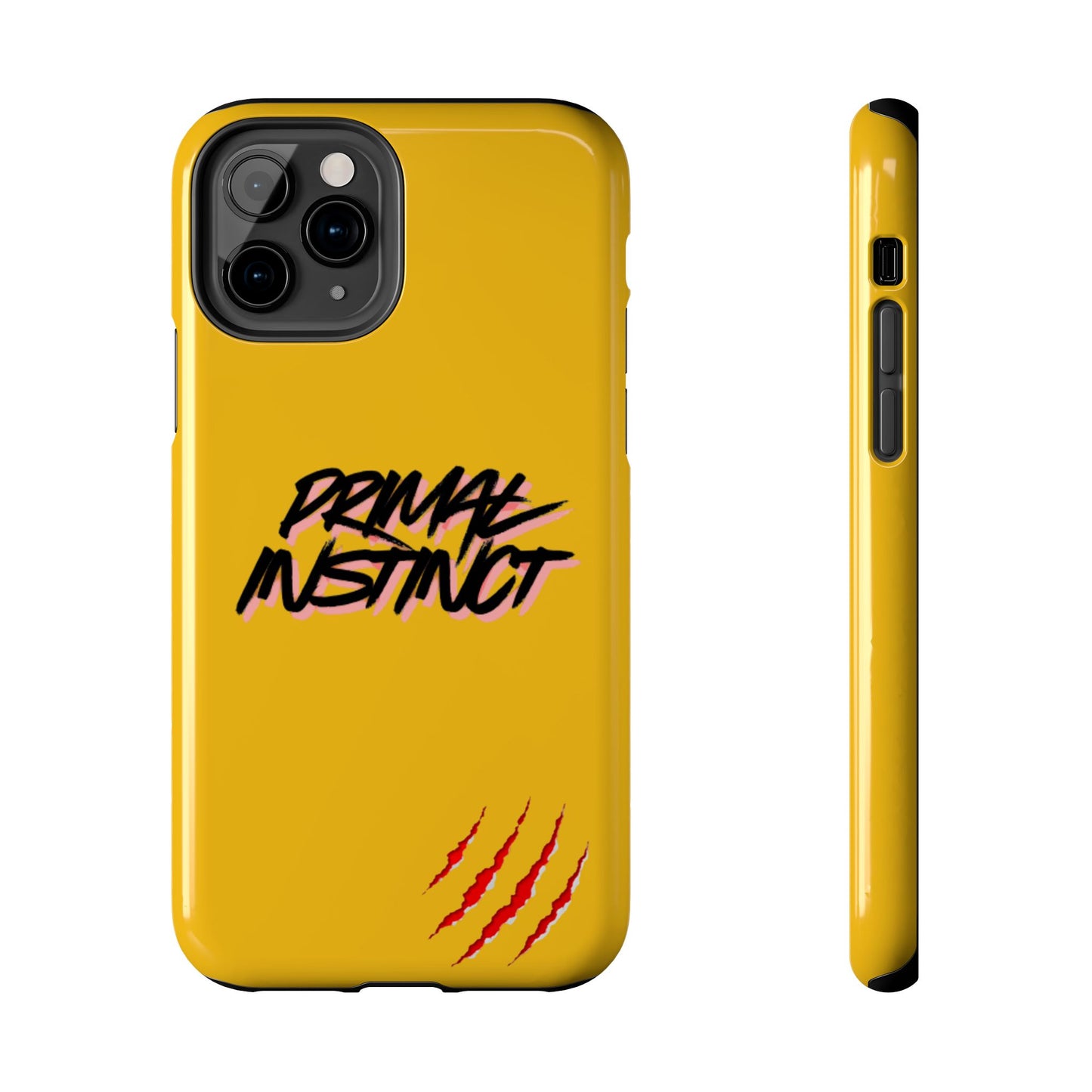 Primal Instinct Tough Phone Case — Yellow Rugged Protective Cover with Claw Mark Accent