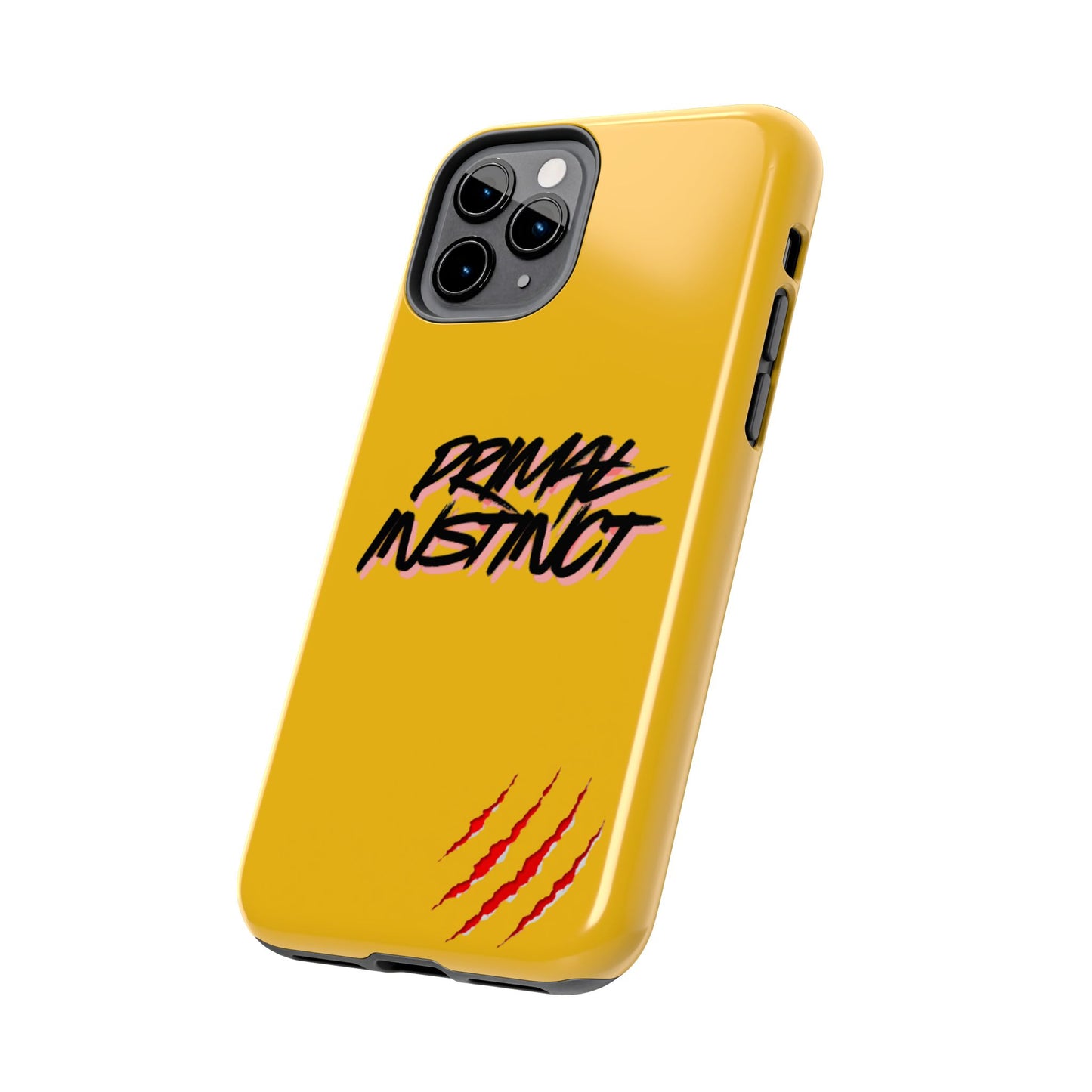 Primal Instinct Tough Phone Case — Yellow Rugged Protective Cover with Claw Mark Accent