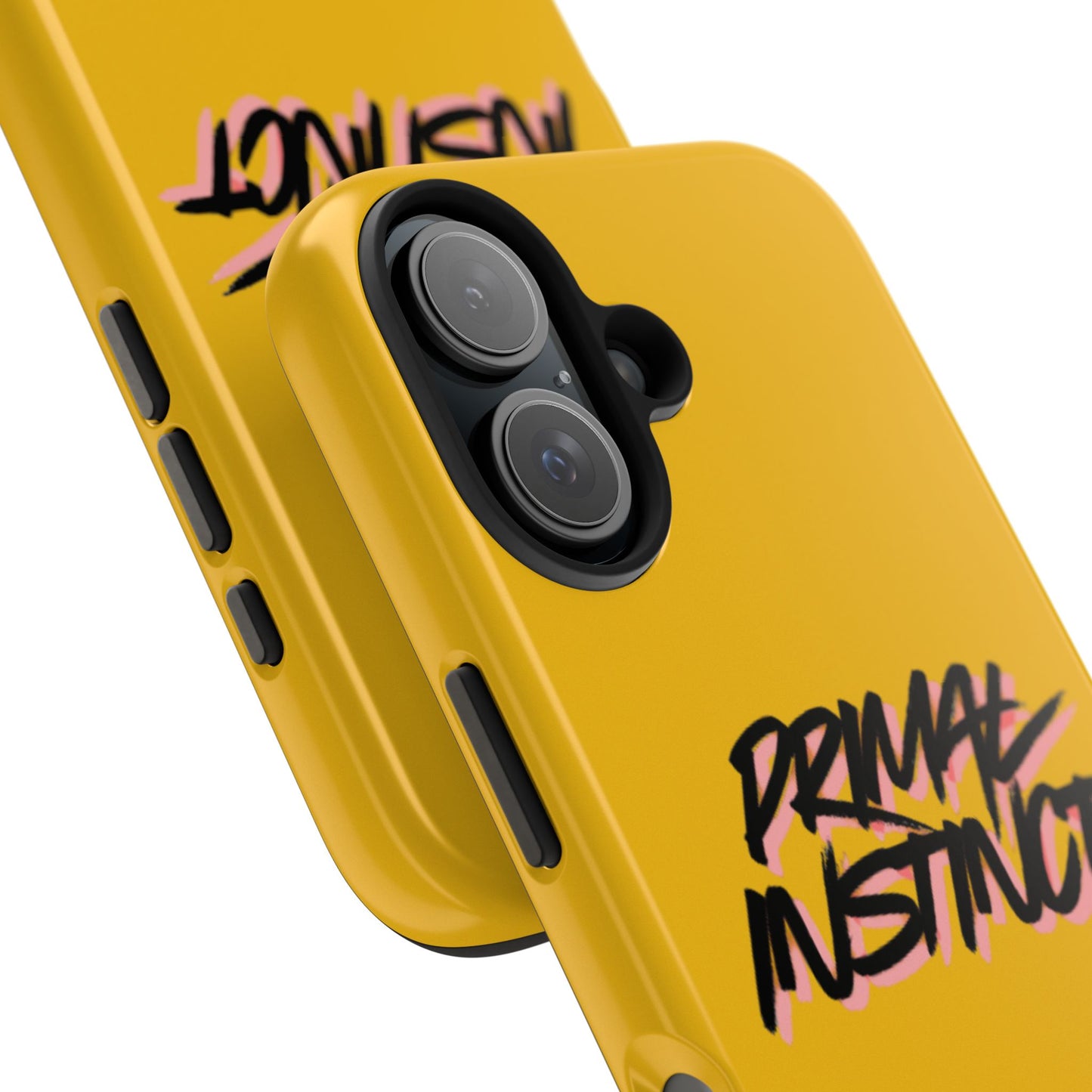 Primal Instinct Tough Phone Case — Yellow Rugged Protective Cover with Claw Mark Accent