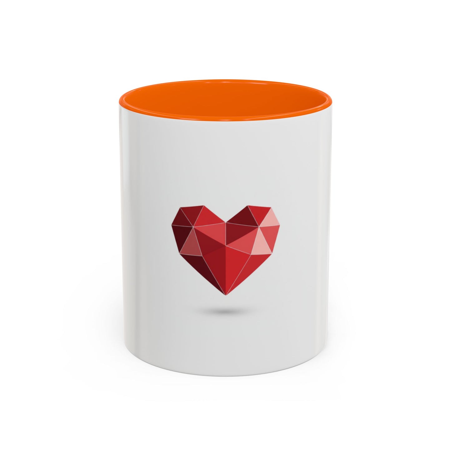 Geometric Red Heart Accent Coffee Mug — Valentines Romantic Ceramic Gift (11/15oz)
