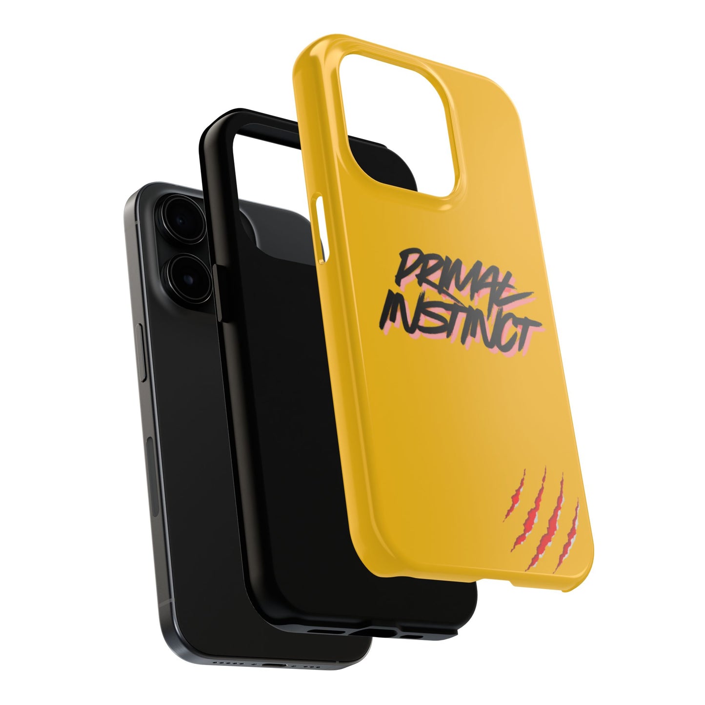 Primal Instinct Tough Phone Case — Yellow Rugged Protective Cover with Claw Mark Accent