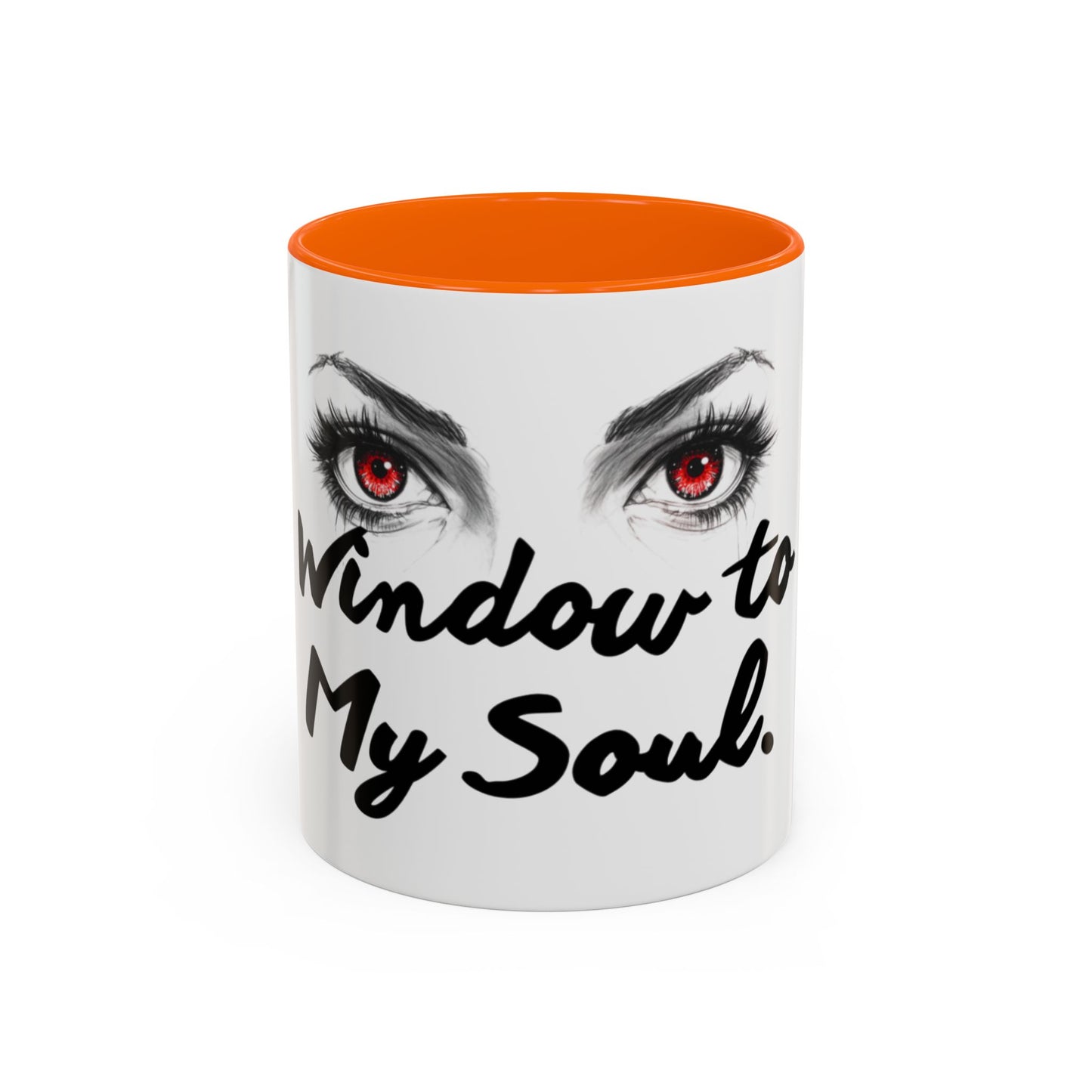Accent Coffee Mug — “Window to My Soul” Red-Eyed Eyes Design