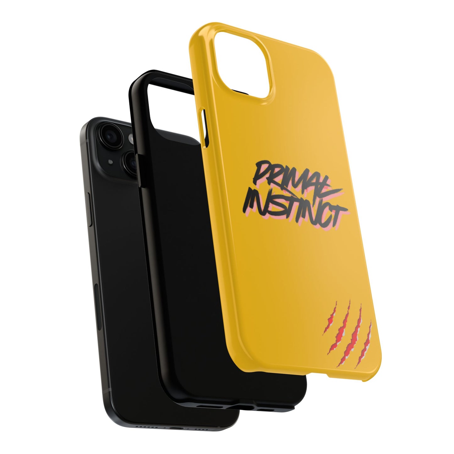 Primal Instinct Tough Phone Case — Yellow Rugged Protective Cover with Claw Mark Accent