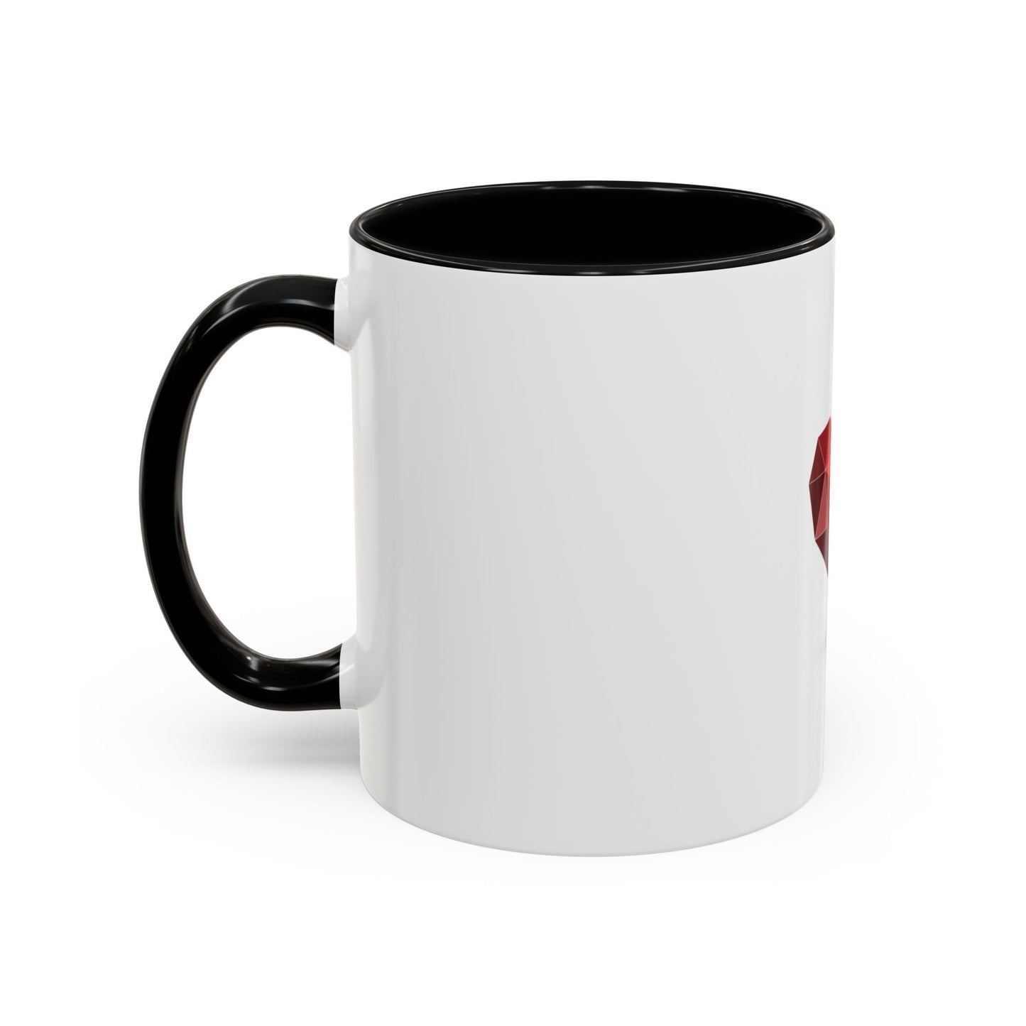 Geometric Red Heart Accent Coffee Mug — Valentines Romantic Ceramic Gift (11/15oz)