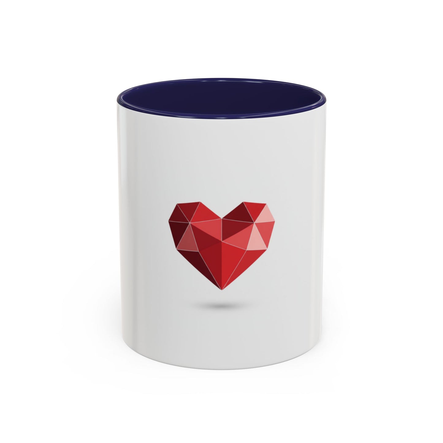 Geometric Red Heart Accent Coffee Mug — Valentines Romantic Ceramic Gift (11/15oz)