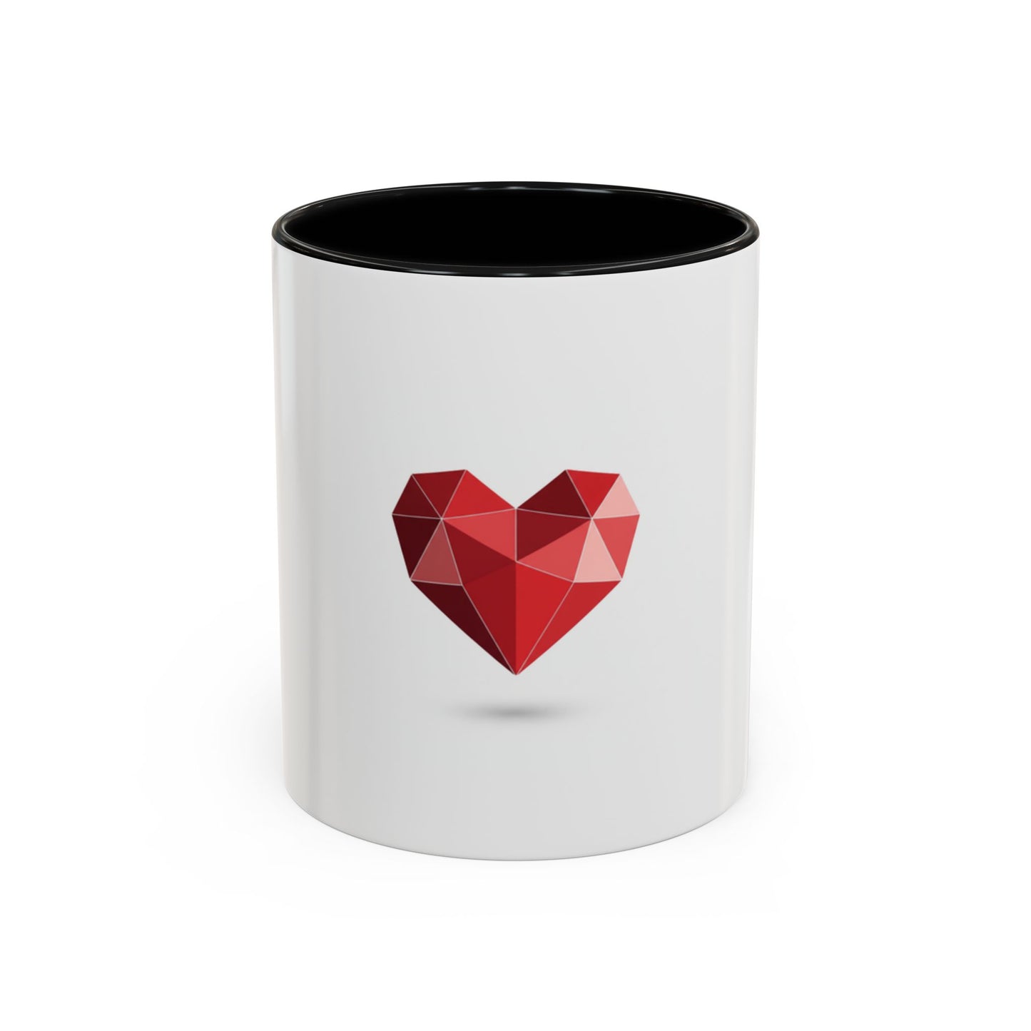 Geometric Red Heart Accent Coffee Mug — Valentines Romantic Ceramic Gift (11/15oz)