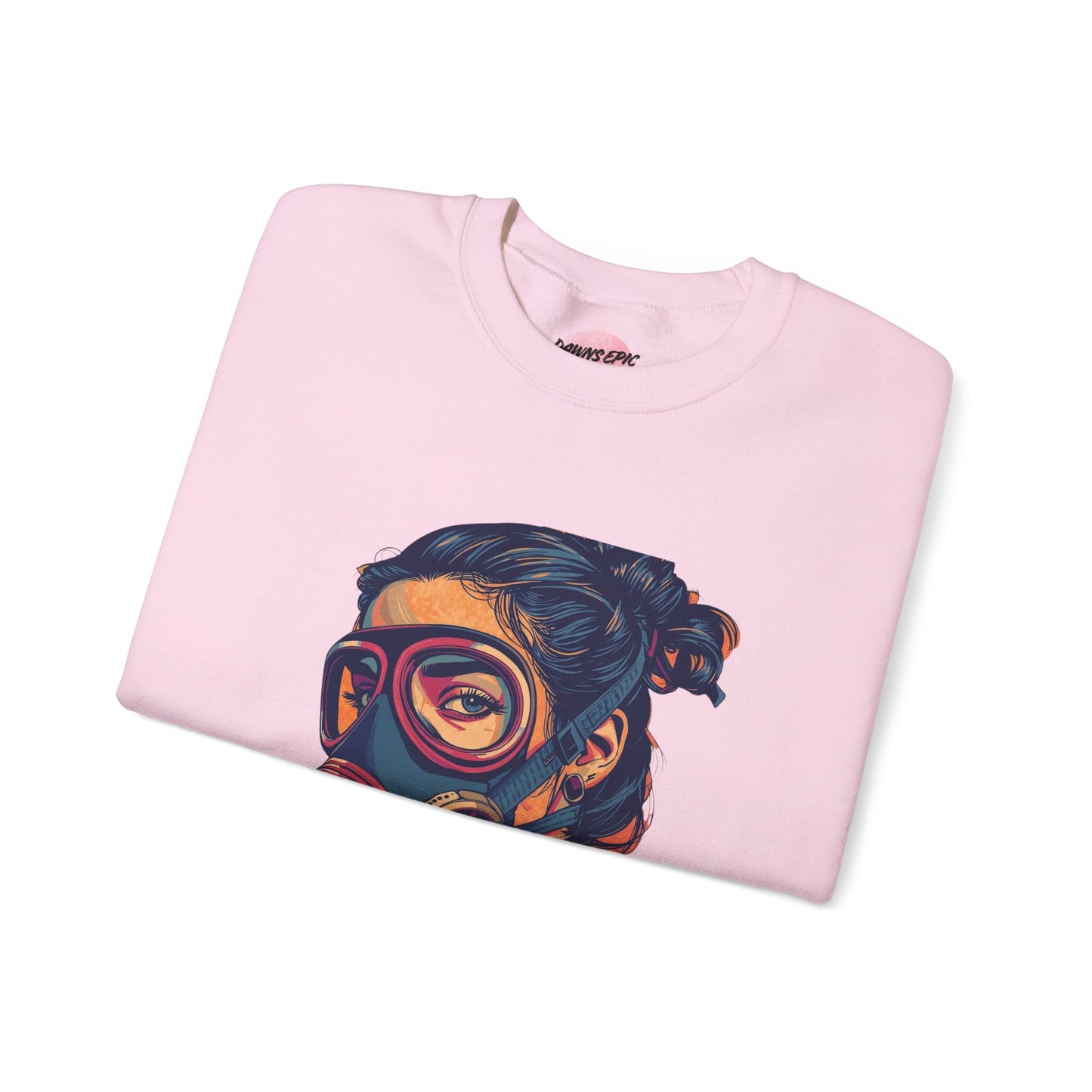 Gas Mask Portrait Sweatshirt — "Love Is in the Air" Graphic