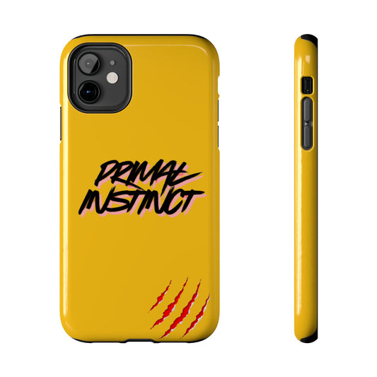 Primal Instinct Tough Phone Case — Yellow Rugged Protective Cover with Claw Mark Accent