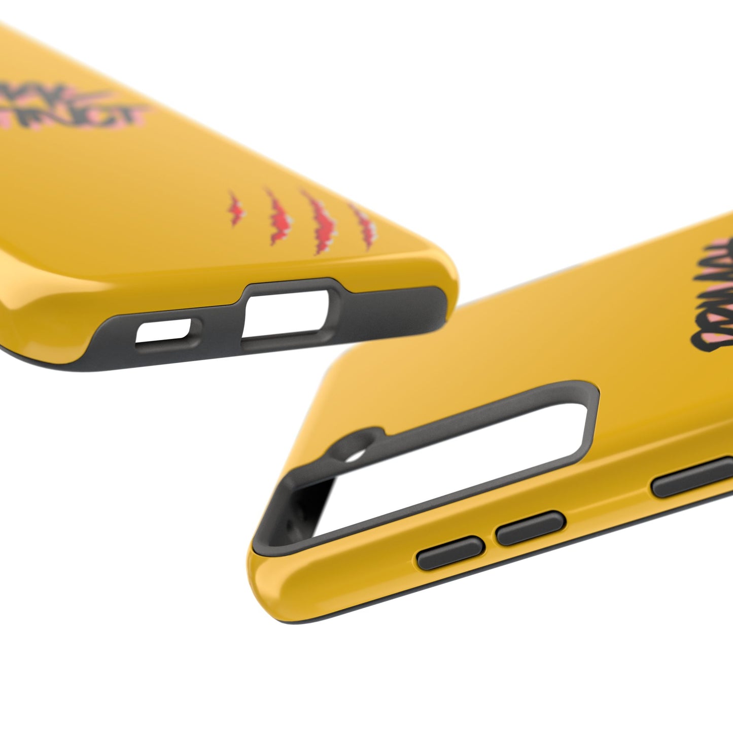 Primal Instinct Tough Phone Case — Yellow Rugged Protective Cover with Claw Mark Accent