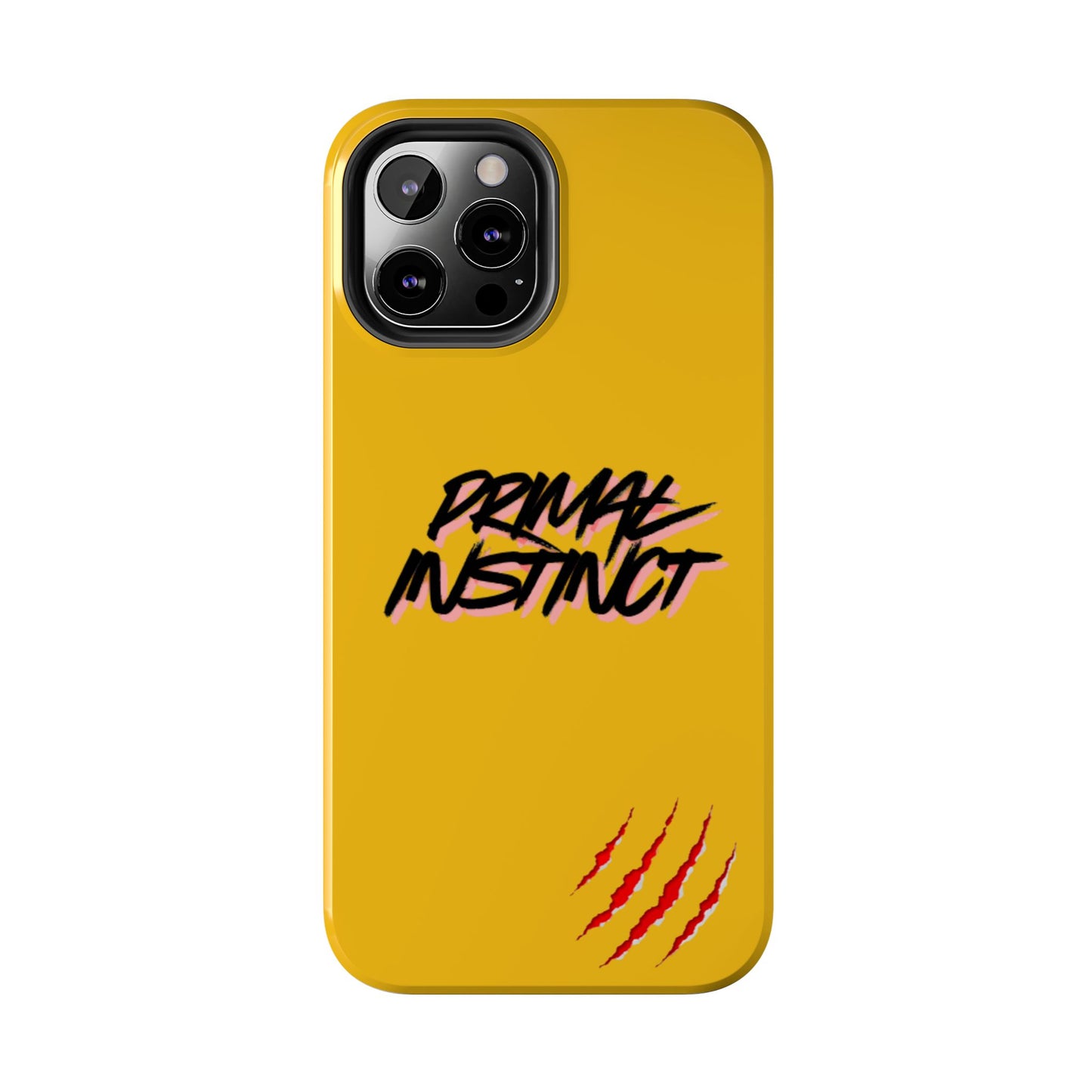 Primal Instinct Tough Phone Case — Yellow Rugged Protective Cover with Claw Mark Accent