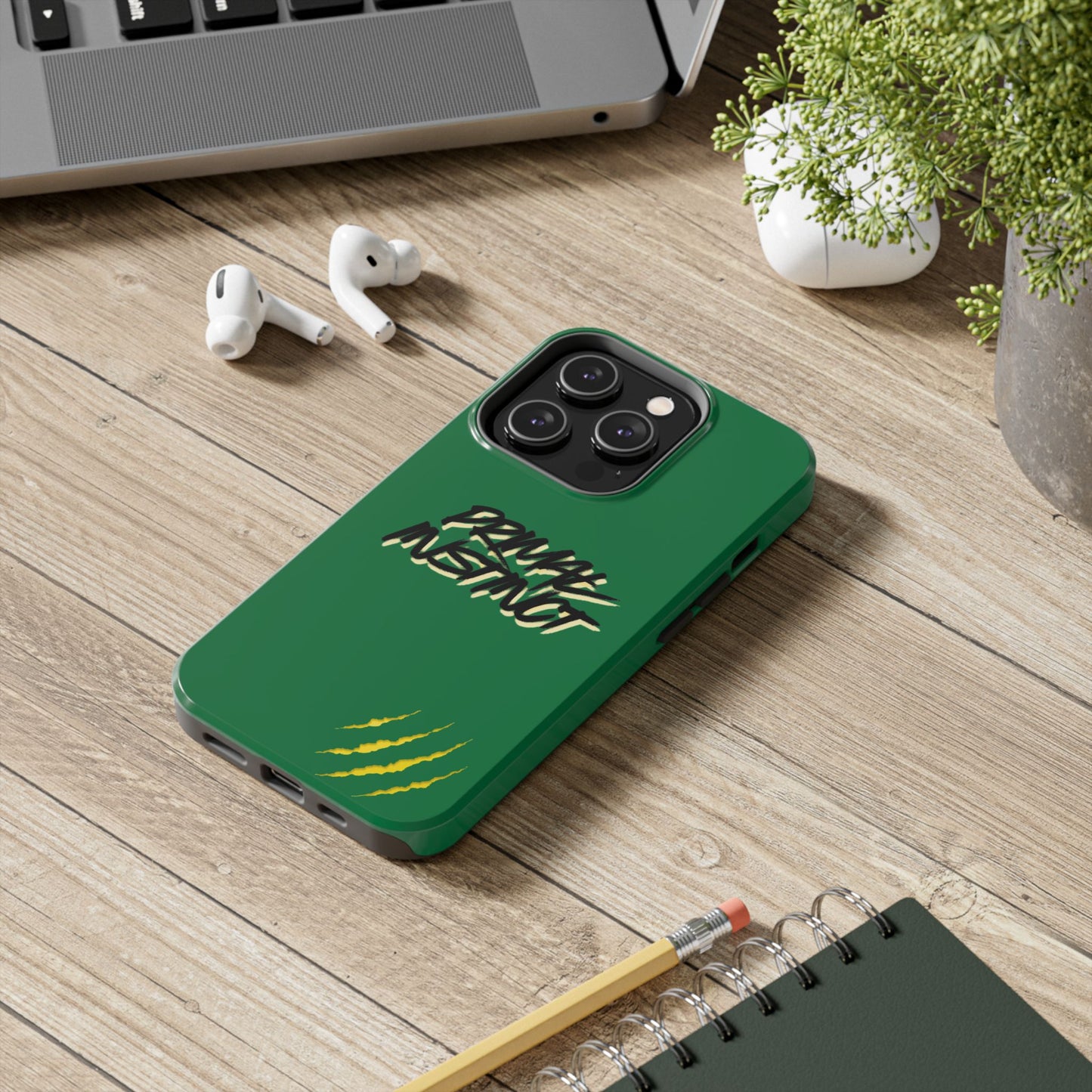 Primal Instinct Tough Phone Case — Green Claw-Mark Protective Cover
