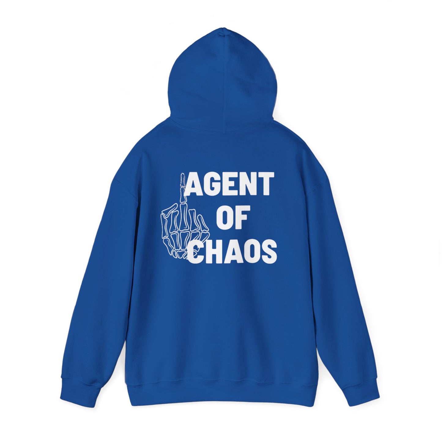 Agent of Chaos Hoodie – 'F**k You!' Skeletal Middle Finger Graphic