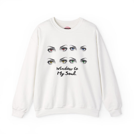 Crewneck Sweatshirt — 'Window to My Soul' Illustrated Eyes Graphic