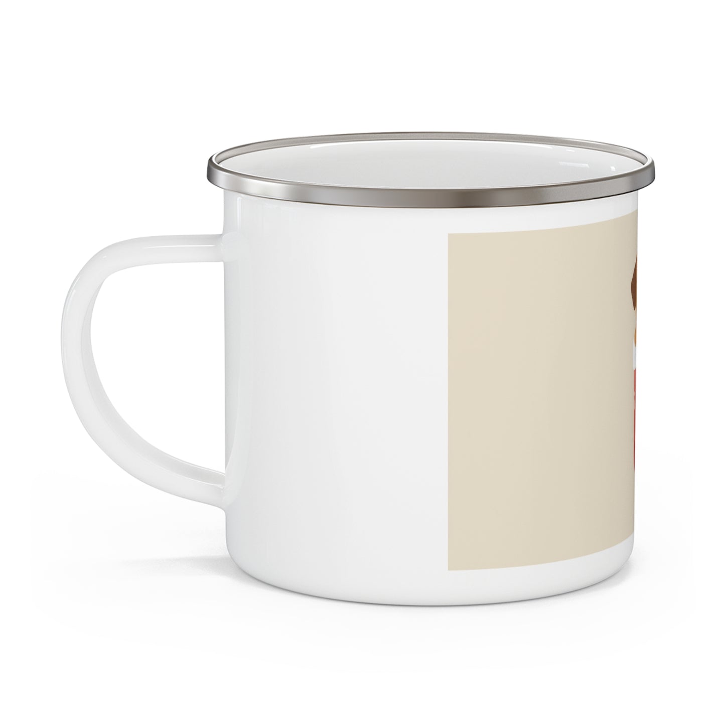 Christmas Puppy-in-Stocking Enamel Camping Mug — Cute Holiday Dog Coffee Cup