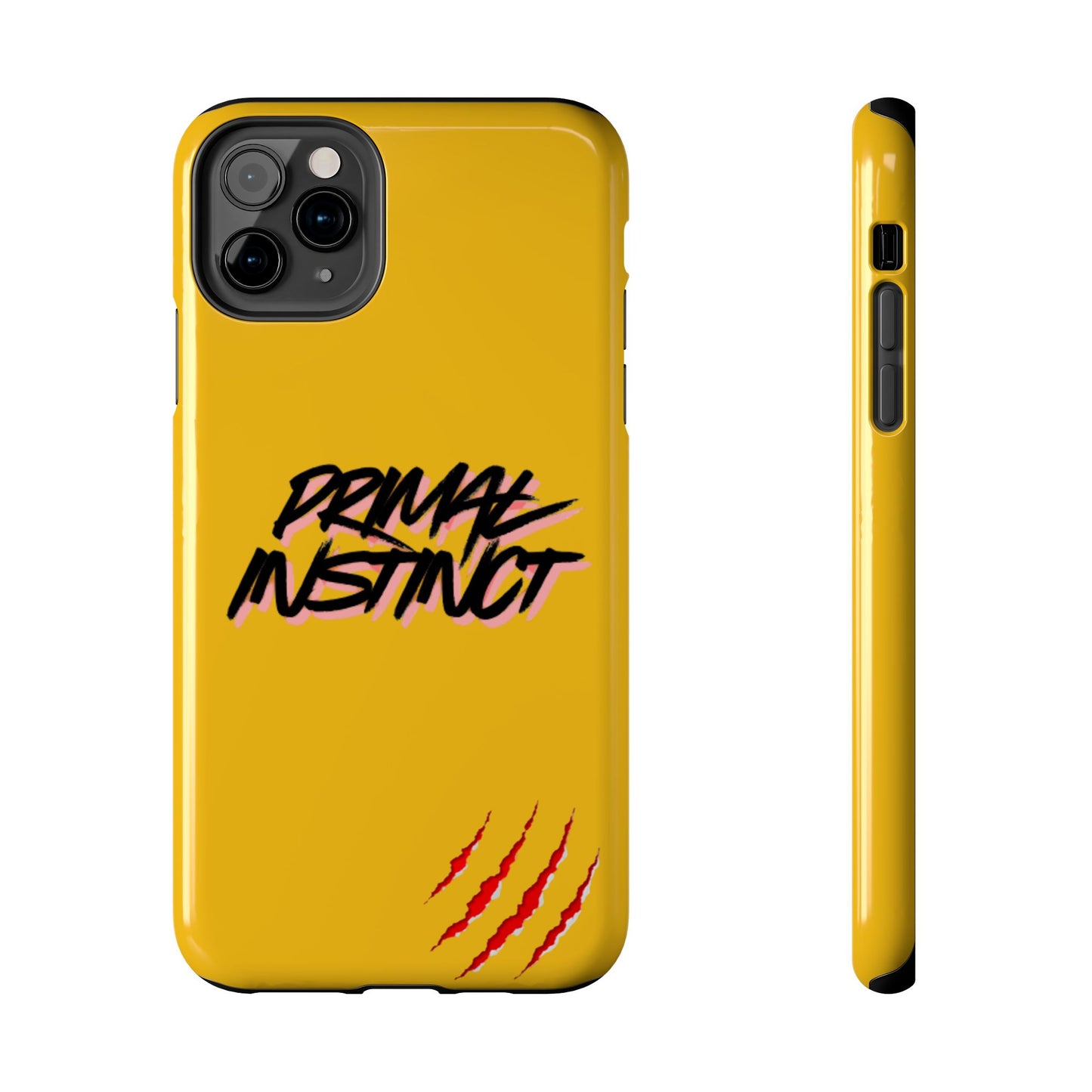 Primal Instinct Tough Phone Case — Yellow Rugged Protective Cover with Claw Mark Accent