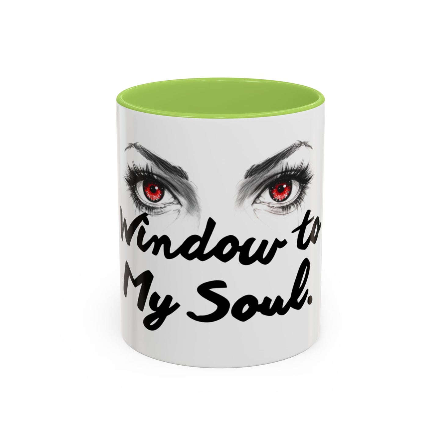 Accent Coffee Mug — “Window to My Soul” Red-Eyed Eyes Design